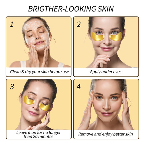 Under Eye Patches (24 Pairs) - Golden Under Eye Mask for Dark Circles, Puffiness & Wrinkles, Natural Collagen Eye Gels Pads for Refreshing, Revita...