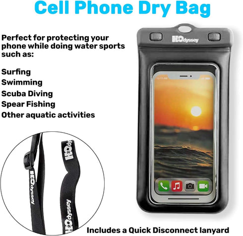Waterproof Phone Case and Lanyard - Excellent Waterproof Protection - Floats in The Water Black...