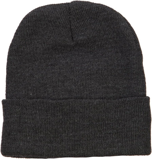 MG 12 Inch Long Knitted Beanie - Heather Charcoal OSFM...