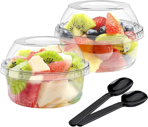 WUWEOT 50 Pack Plastic Dessert Cups, 12 oz Clear PET Dessert Bowls, Disposable Parfait Cups with Lid (No Hole) for Ice Cream Fruit Iced Cold Drink...