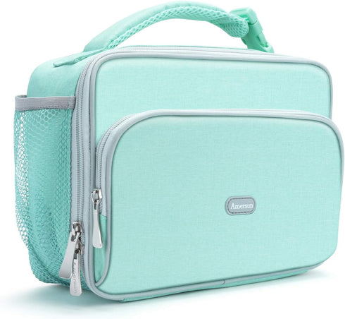 Amersun Lunch Box for Women, Light Blue, Water-Resistant, Oxford Fabric, Padded Liner, 2 Pockets, 6.58L Capacity, Stylish, School, Work, Picnic, T...