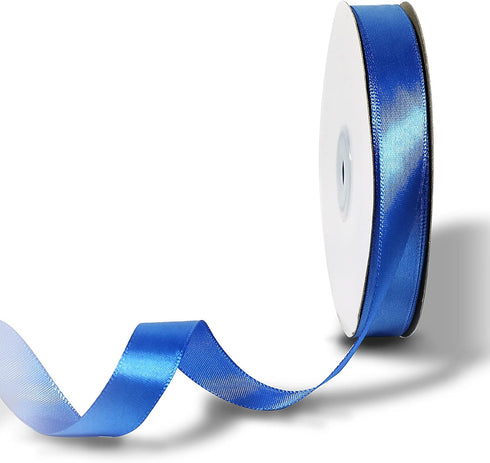 Blue Polyester Ribbon 5/8 Inch, 50 Yards, Single-Sided Shiny, Perfect for DIY Crafts, Wedding Decoration, Gift Wrapping and Flower Art...