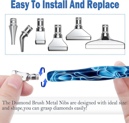 Heyseri Diamond Art Painting Pens, Ergonomic Diamond Painting Drill Pens Tools Accessories, Gem Art Pen Tools with Metal Tips for 5D Craft Nail (B...