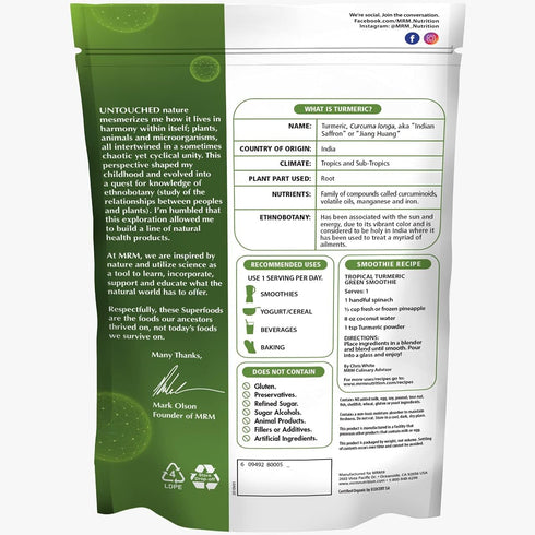 MRM Nutrition Organic Turmeric Powder | Superfood | Antioxidant | Gluten Free + Vegan | 85 Servings...