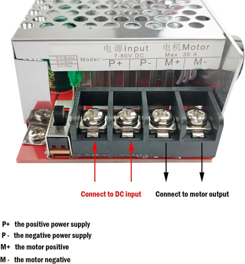 7-70V PWM DC Brushed Motor Speed Controller, Switch Control with 30 Amp Fuse, Adjustable PWM Motor Speed Regulator 12V 24V 36V 48V, Used for Fan S...
