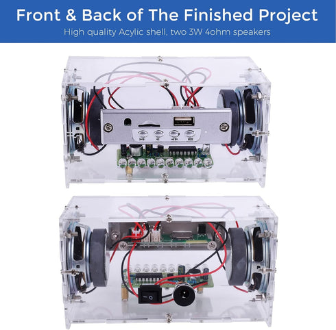 MiOYOOW DIY Bluetooth-Compatible Speaker Kit with LED Flashing Light, DIY Electronics Soldering Project USB Mini Home Stereo Sound Amplifier Solde...