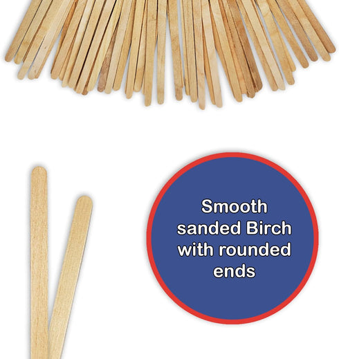 50 7" Inch Wood (Birch) Paint, Stain, Resin, Epoxy Mixing/Stir Sticks (Pack of 50) Flexible, Rouded Ends...