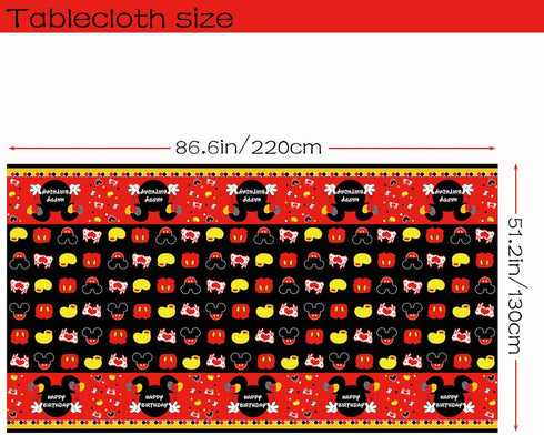 Red Cartoon Mouse Tablecloth Mouse Tablecovers Disposable Plastic Table Cloth for Mouse Theme Baby Shower Boys 1st 2nd 3rd 4th 5th 6th Birthday Pa...
