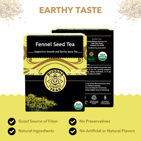 Buddha Teas - Organic Fennel Seed Tea - Herbal Tea - For Health & Digestion - USDA Certified - Clean Ingredients - OU Kosher - 18 Tea Bags (Pack o...
