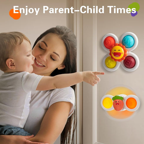 3PCS Suction Cup Spinner Toys for 1 2 Year Old Boys Spinning Toys 12-18 Months Sensory Toys for Toddlers 1-3 First Birthday Baby Gifts for Girls...