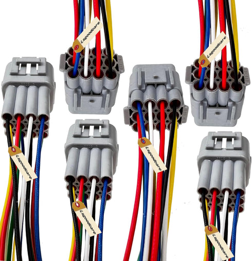 Lsgoodcare 6Pcs 12 Pin Way Waterproof Electrical Connector Plug with Nylon Housing Terminal Sockets Male Female with 18Awg 5.9In Cable for Car Aut...