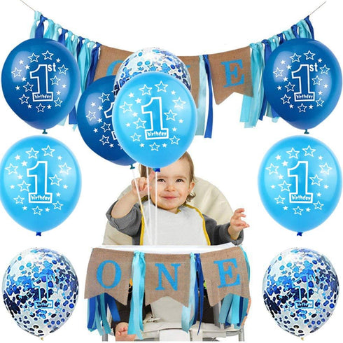 BEISHIDA 1st Boy Happy Birthday Confetti Balloons,First Birthday Decorations 12 Inch Large Navy Blue Latex Helium Balloons Perfect for Baby 1st bi...