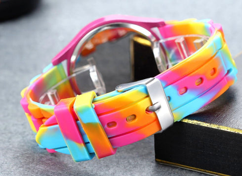 Lancardo Women's Quartz Watch Rhinestone Rainbow Color Silicon Jelly Fun Play Colorful Casual Dress Wrist Watches...