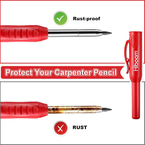 Hiboom 4 Pack Carpenter Pencils Set with 24 Refills, 2.8 mm Mechanical Carpenter Pencil Built in Sharpener Woodworking Marking Tool Solid Long Nos...