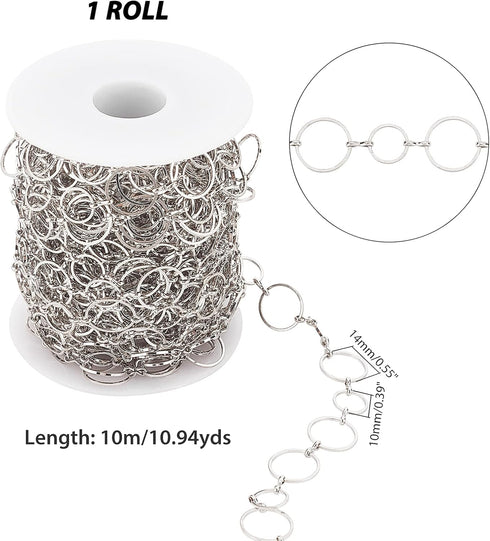 arricraft 10m/32.80 Feet Platinum Chains, Brass Handmade Chains Nickel Free Chains 1 Roll Chains for Necklace Jewelry Accessories DIY Making...