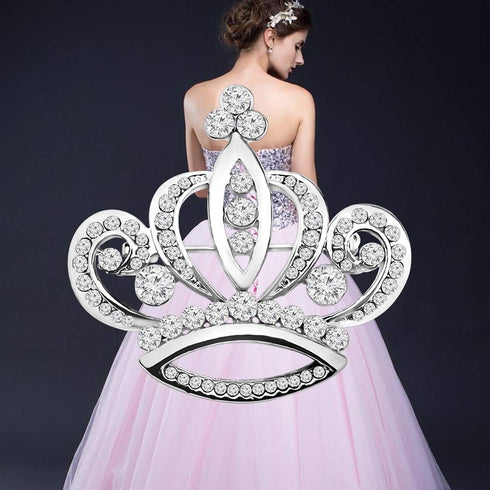 LQRI Crystal Rhinestone Princess Queen Crown Brooch Pin Tiara Crown Brooches Crown Tiara for Wedding Party/Banquet/Birthday...