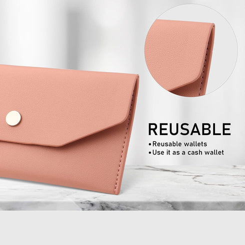 Leather Cash Envelopes, Money Envelope Reusable Waterproof Budget Envelope (pink)...