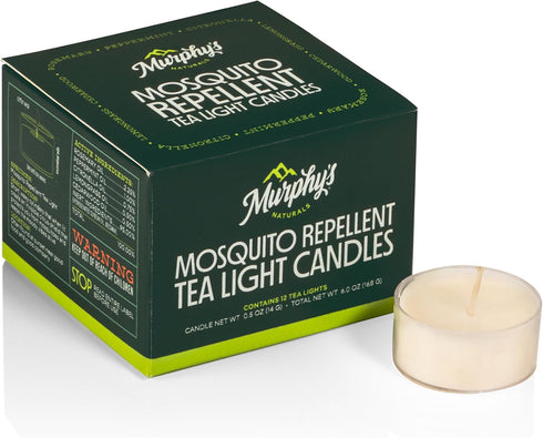 Murphy's Naturals Mosquito Repellent Tea Light Candles | DEET Free | Made with Essential Oils and a Soy/Beeswax Blend | 4 Hour Burn Time Per Candl...