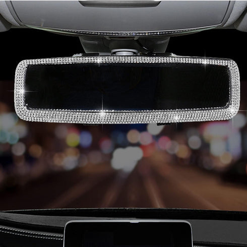 Bling Rhinestone Car Rear View Mirror, Car Rear View Mirror with Crystal Diamonds Bling Rhinestones Car Rear View Mirror for Women,Car Interior Tr...