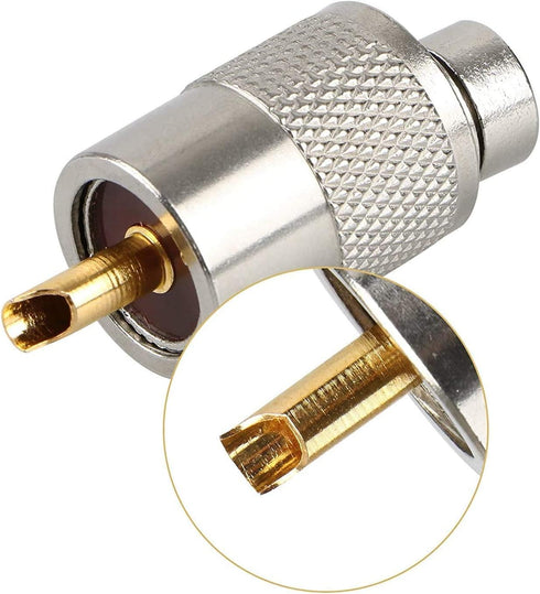 10 Pack UHF PL259 Solder Connector Plug with Reducer for RG8x, RG8, RG59, LMR-400, RG-213 Coaxial Coax Cable?Teflon Material 50ohm Low Loss RFAdap...