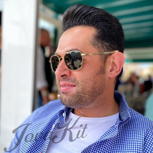 JOVAKIT Men's Polarized Aviator Sunglasses Retro Military Style Pilot Sun Glasses Bayonet Temples UV400 Protection...