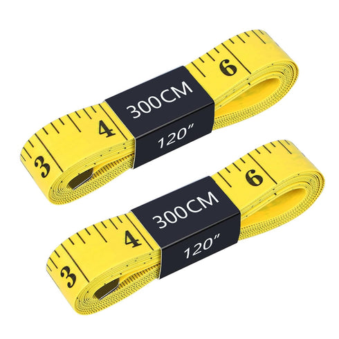 2-Pack 120 Inches/300cm Soft Tape Measure Sewing, Double-Scale Fabric Tape Measure and Body Measuring Tape, Yellow...