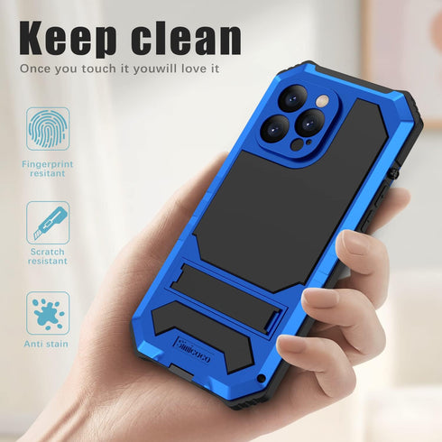 JGY iPhone 14 Pro Max IP68 Waterproof Case iPhone 14 Pro Max Military Metal Stand Case with Screen Protector Slim Full Cover Rugged Durable Shockp...