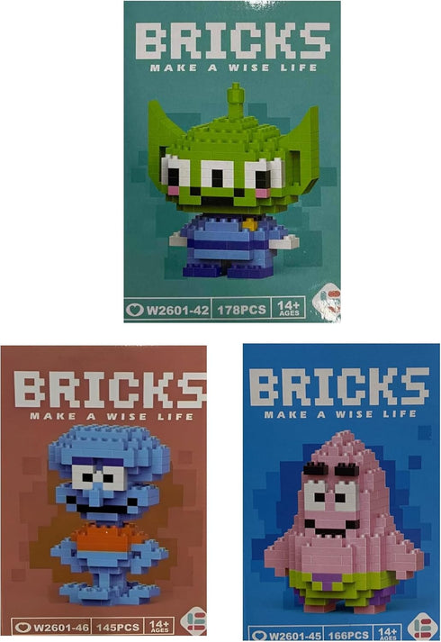 Micro Mini Building Blocks Anime Character Set (500+ Pieces), Ages +14, Toys Gifts for Kids and Adults (3 Pack) (Set 19)...