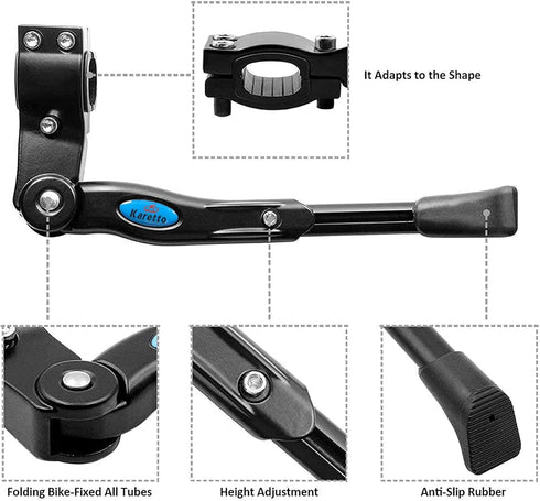 Bike Kickstand Kids- Adjustable Rear Side Aluminum Alloy Bicycle Stand Kickstand Fit for 16”18" 20" 22“Bike Kick Stand for Mountain Bike Road Bicy...