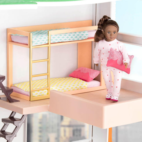 Lori – Bunk Bed Set for Mini Dolls – Bedroom Furniture for 6-Inch Dolls – Dollhouse Accessories – Toys for Kids – 3 Years + – Urban Chic Bunk Bed...