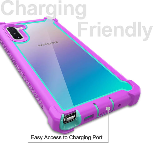 Case for Samsung Galaxy Note 10 Case with Screen Protector, Full Body Protective Hybrid Dual Layer Shockproof Acrylic Back Case Cover for Galaxy N...