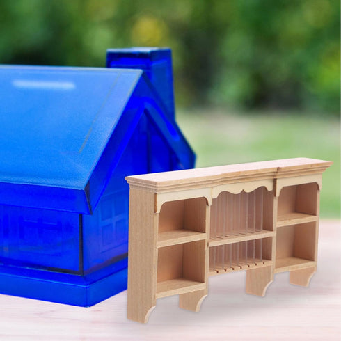 Toyvian Miniature Storage Cabinet Wall Dollhouse Mini Wood Cupboard Miniature Bookshelf Model Furniture Accessories for 1: 12 Doll House Kitchen L...