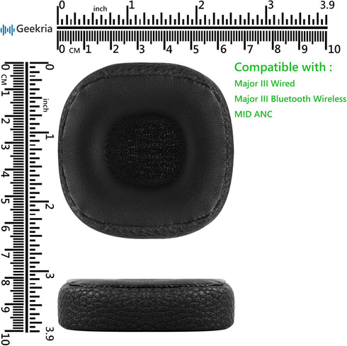 Geekria QuickFit Replacement Ear Pads for Marshall Major III Wired, Major III Bluetooth Wireless, MID ANC Headphones Ear Cushions, Headset Earpads...