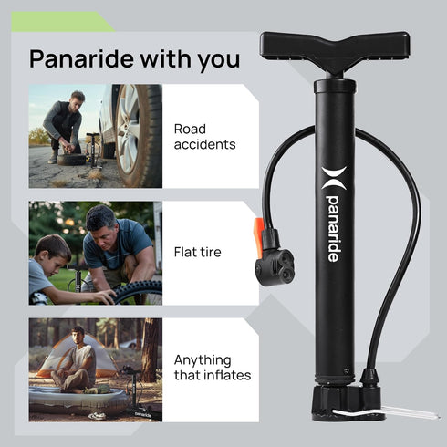Bike Pump Floor, Advanced Bike Tire Inflator, Bicycle Hand Air Pump with Dual Presta and Schrader Valves, Handheld Bike Pump, Suitable for Road an...