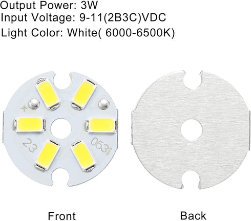 MECCANIXITY COB LED Light Chip Bead 3W 120lm 6000-6500K 23mm 9-11VDC Energy Saving Bulb for Spotlight Floodlight Replacement White 10Pcs...
