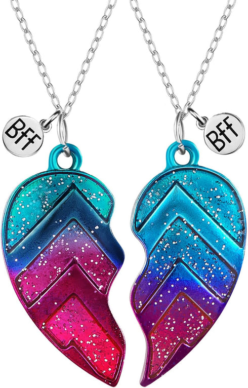 2 Pieces Half Heart Bff Necklace Friendship Necklace for Friend Birthday Party...