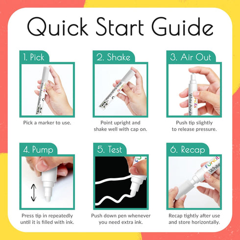 5 Acrylic White Paint Pens - Fine & Jumbo Size Ink Pens (1mm, 3mm, 6mm, 10mm, 15mm) - Permanent White Marker Ink for Rock Painting, Fabric, Tire, ...