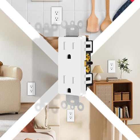 White Outlet,Greencycle 110V Outlet,4 Pack 15 Amp Decora Tamper Resistant Outlet,5-15R,3 Wire Square Outlet Wall Plug,Residential Commercial Grade...