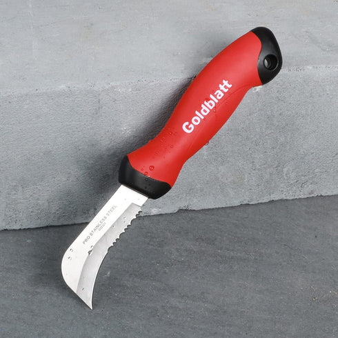 Goldblatt Linoleum Knife - Stainless Steel Roofing & Flooring Knife, Carpenter Knife, Linoleum Cutter with Soft-grip Handle, Hook Knife for Cuttin...