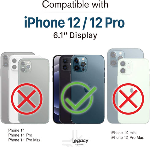 VENA Legacy Card Holder Case Compatible with Apple iPhone 12/12 Pro (6.1"-inch), (CornerGuard Protection) Slim Profile Leather Credit Card Slot Ca...