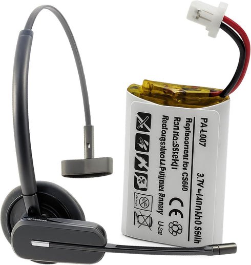 Replacement Battery for Plantronics CS540 C054 Wireless Headset Headphones Repair for 86180-01, PL-86180-01 & 84479-01, Rechargeable Li-Polymer Ba...