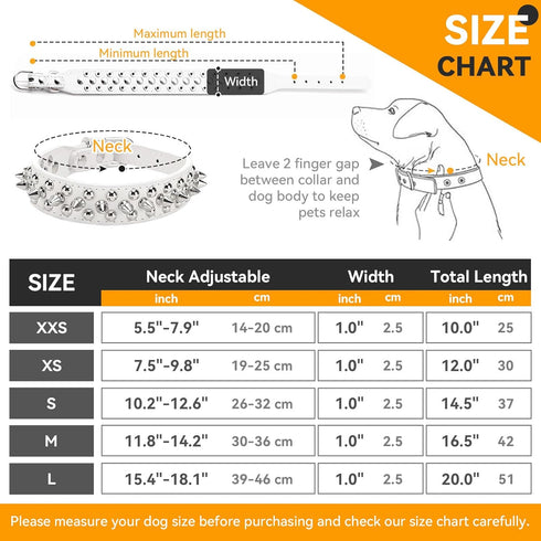 Spiked Dog Collar White Soft Pu Leather Funny Mushrooms Rivet Spike Studded Puppy Collar Adjustable Outdoor Pet Dog Collar for Small Medium Large ...