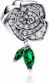 Rose in Bloom Charms Bead for Bracelets and Necklaces 925 Sterling Silver Mom Women's Holiday...