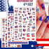 4th of July Nail Art Stickers American Independence Day Nail Design Lips Flag Hearts Flame Shape 3D Self-Adhesive Nail Art Supplies Patriotic Stic...