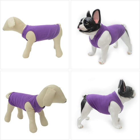 Lovelonglong 2019 Summer Pet Clothing, Dog Clothes Blank T-Shirts Ribbed Tanks Top Thread Vests for Bulldog Large Medium Small Dogs 100% Cotton Pu...