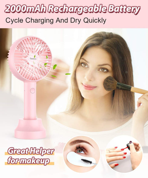 Handheld Fan Mini Fan,Small Personal Portable Fan, USB Desk Fan,Rechargeable Eyelash Fan for Makeup,8-13hours Operated Small Makeup Eyelash Fan fo...