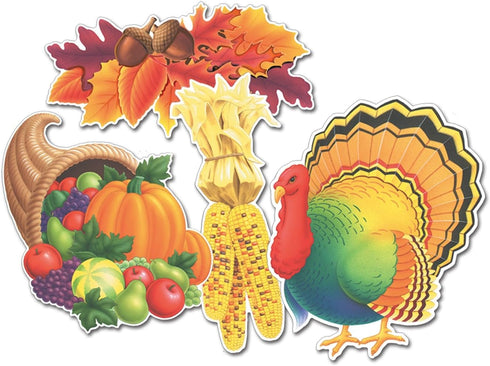 Beistle 4-Pack Decorative Packaged Thanksgiving Cutouts, 14-Inch...