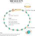 MEVECCO Gold Round Turquoise Beaded Bracelets,14K Gold Plated Handmade Cute Dainty Bracelet for Women...