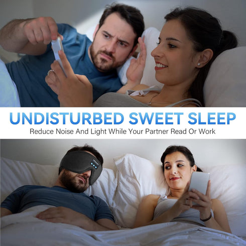 Sleep Headphones Bluetooth 5.0 Wireless 3D Eye Mask, Lightimetunnel Washable for Side Sleepers with Adjustable Ultra Thin Stereo Speakers Micropho...