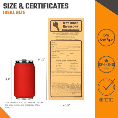 50 Key Drop Off Envelopes for After Hours – Auto Shop Repair/Service Drop Box Overnight Envelopes - Automotive Mechanic Car Drop Off for Overnight...